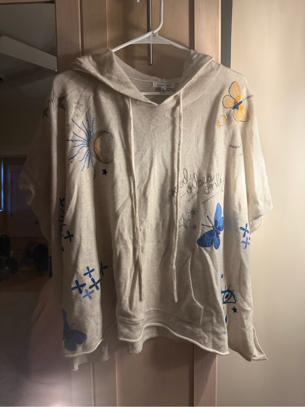 Johnny Was Cream Knit Hooded Pullover